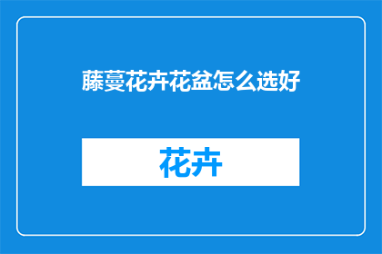 藤蔓花卉花盆怎么选好