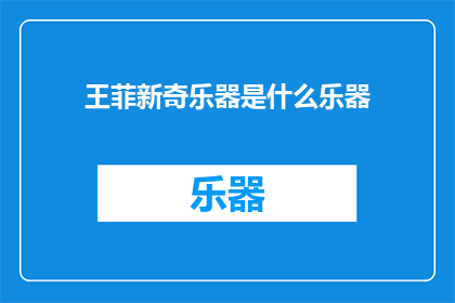 王菲新奇乐器是什么乐器