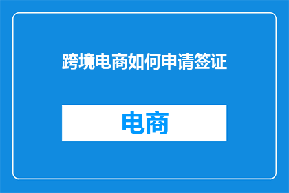 跨境电商如何申请签证