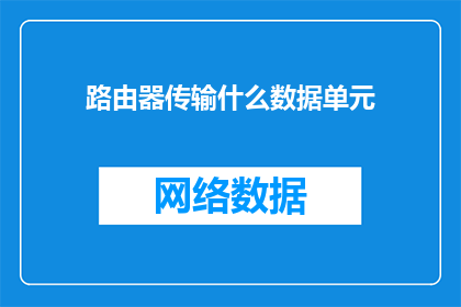 路由器传输什么数据单元