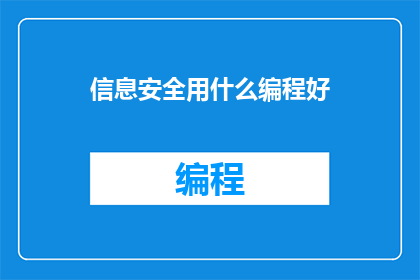 信息安全用什么编程好