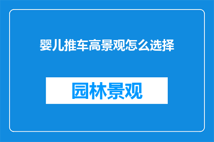 婴儿推车高景观怎么选择