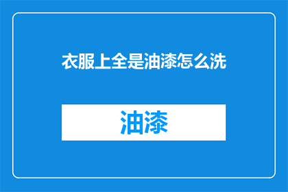 衣服上全是油漆怎么洗
