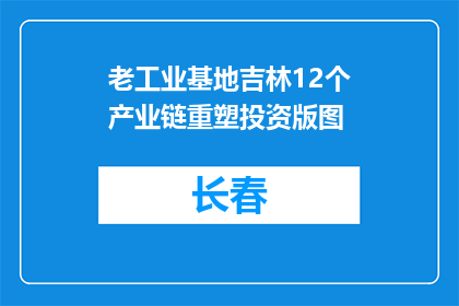 老工业基地吉林12个产业链重塑投资版图