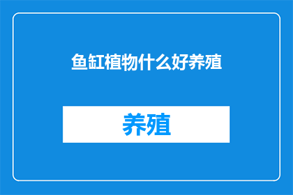 鱼缸植物什么好养殖