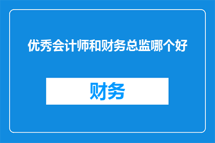 优秀会计师和财务总监哪个好