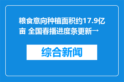 粮食意向种植面积约17.9亿亩 全国春播进度条更新→