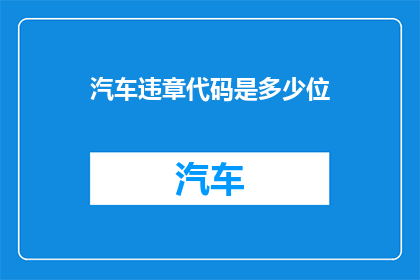 汽车违章代码是多少位