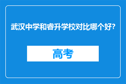 武汉中学和睿升学校对比哪个好？