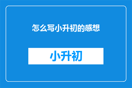 怎么写小升初的感想
