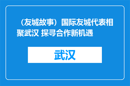 （友城故事）国际友城代表相聚武汉 探寻合作新机遇