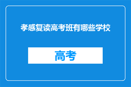 孝感复读高考班有哪些学校