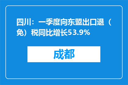 四川：一季度向东盟出口退（免）税同比增长53.9%