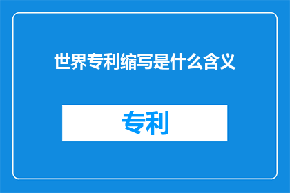 世界专利缩写是什么含义