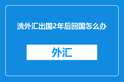洗外汇出国2年后回国怎么办
