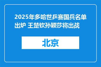 2025年多哈世乒赛国兵名单出炉 王楚钦孙颖莎将出战