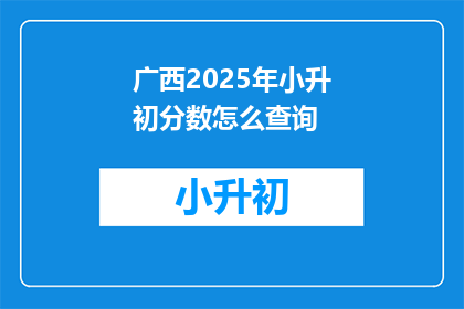 广西2025年小升初分数怎么查询