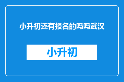 小升初还有报名的吗吗武汉