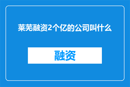莱芜融资2个亿的公司叫什么
