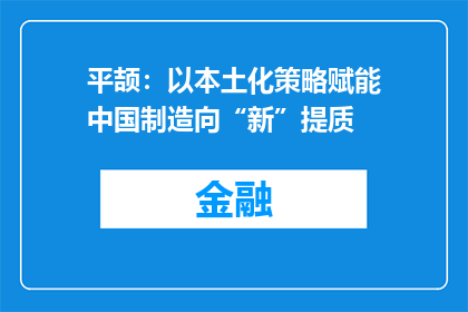 平颉：以本土化策略赋能中国制造向“新”提质