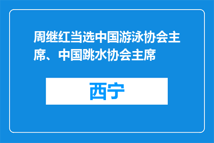 周继红当选中国游泳协会主席、中国跳水协会主席