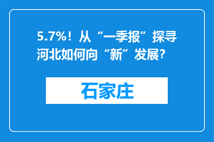 5.7%！从“一季报”探寻河北如何向“新”发展？