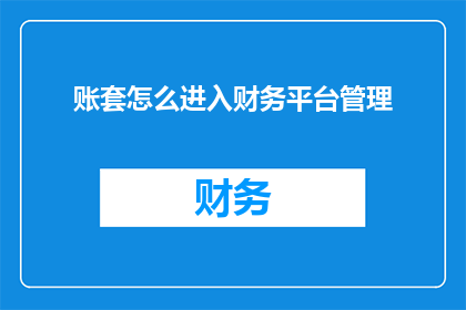 账套怎么进入财务平台管理