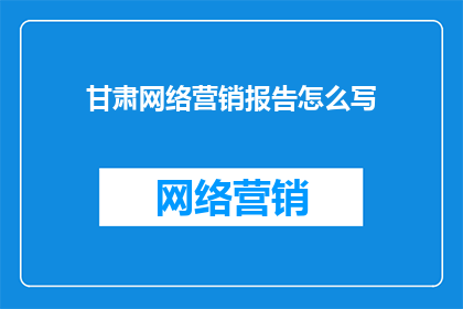 甘肃网络营销报告怎么写