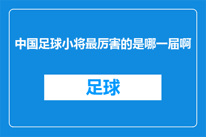 中国足球小将最厉害的是哪一届啊