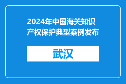2024年中国海关知识产权保护典型案例发布