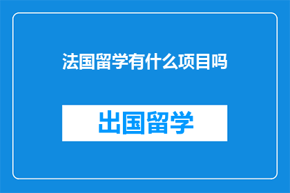 法国留学有什么项目吗
