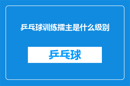 乒乓球训练擂主是什么级别