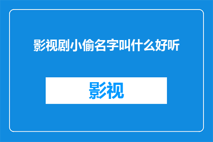 影视剧小偷名字叫什么好听