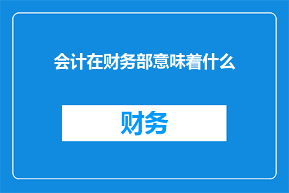 会计在财务部意味着什么