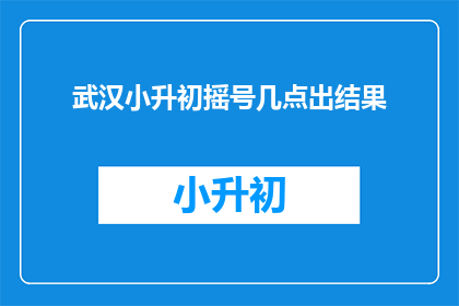 武汉小升初摇号几点出结果