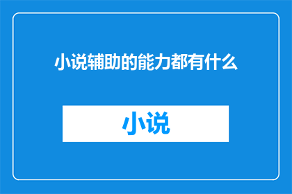 小说辅助的能力都有什么