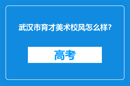 武汉市育才美术校风怎么样？