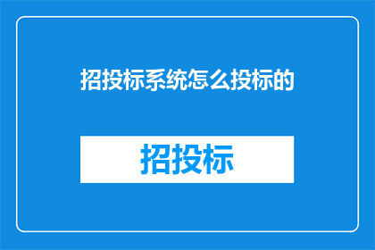 招投标系统怎么投标的