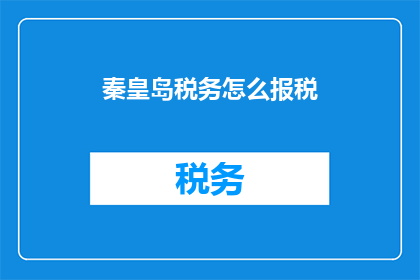 秦皇岛税务怎么报税