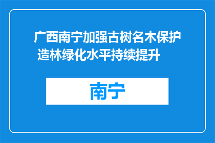广西南宁加强古树名木保护 造林绿化水平持续提升