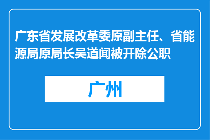 广东省发展改革委原副主任、省能源局原局长吴道闻被开除公职