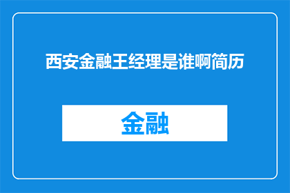 西安金融王经理是谁啊简历