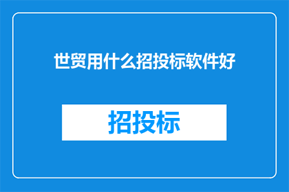 世贸用什么招投标软件好