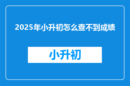 2025年小升初怎么查不到成绩