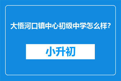 大悟河口镇中心初级中学怎么样？