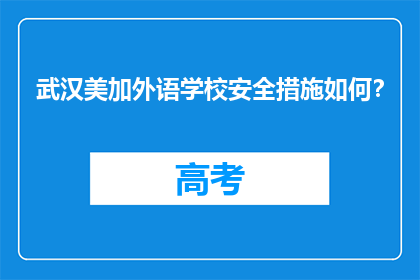 武汉美加外语学校安全措施如何？