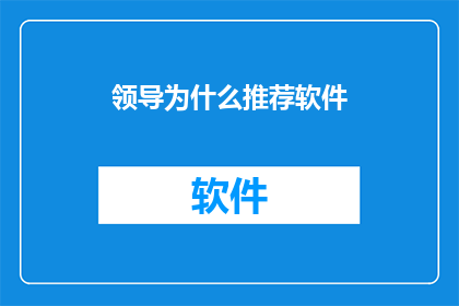 领导为什么推荐软件