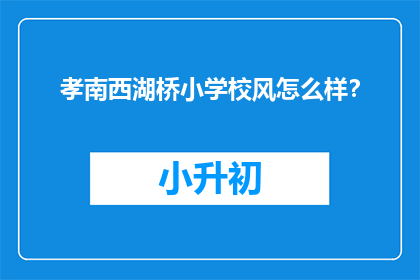 孝南西湖桥小学校风怎么样？