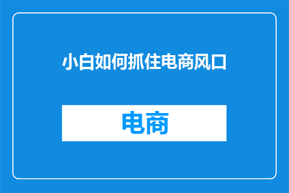 小白如何抓住电商风口