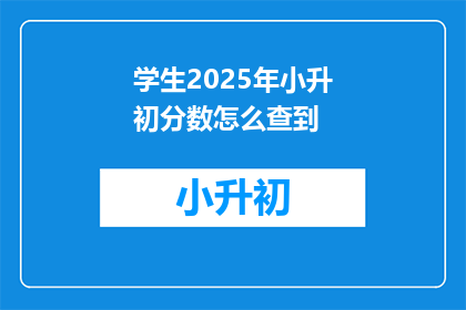 学生2025年小升初分数怎么查到